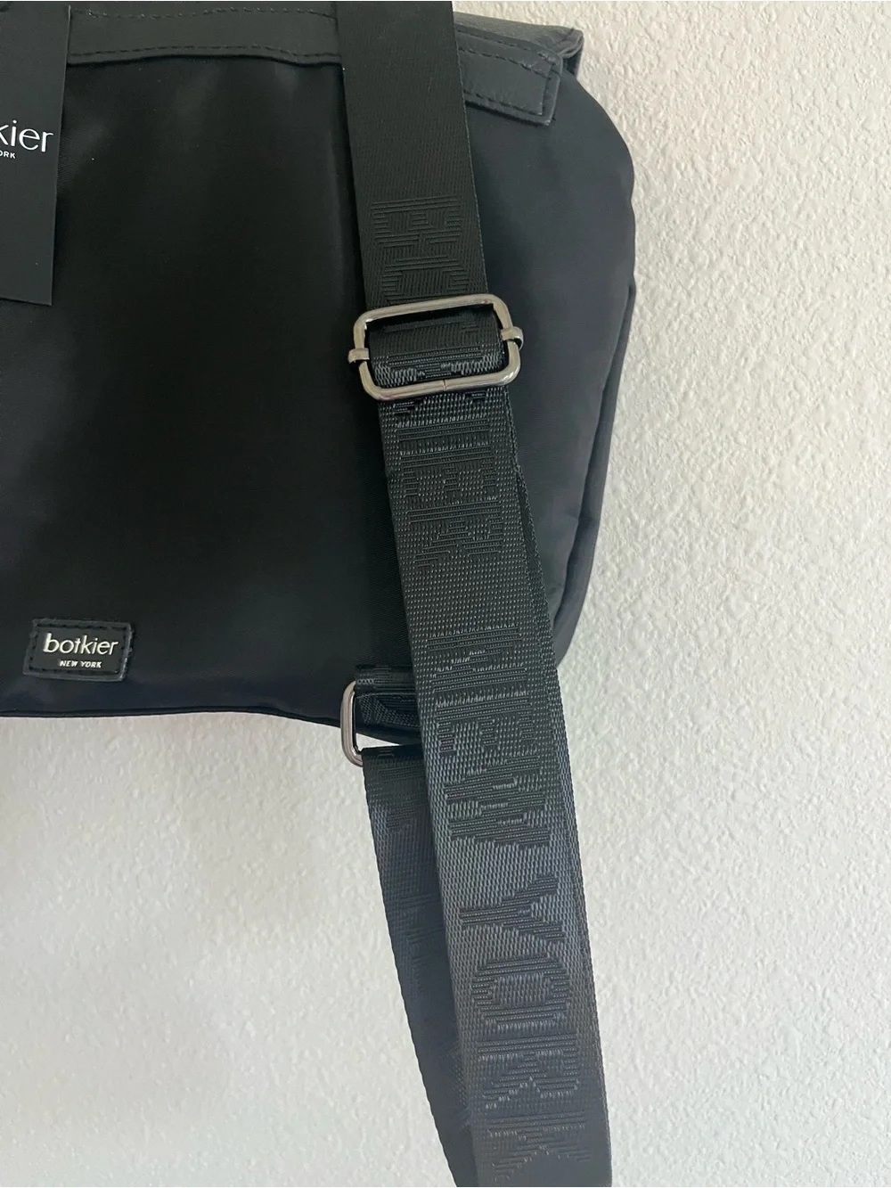Botkier NWT Backpack Purse Black Nylon Trigger Mini Concert Bag w/Leather Flap